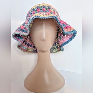 NEW, Crochet sunny bucket hat, handmade, 100% cotton